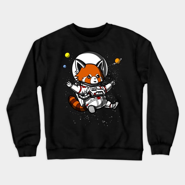 Red Panda Space Astronaut Crewneck Sweatshirt by underheaven